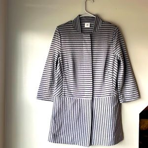 Cabi 5474, striped car coat, navy and grey